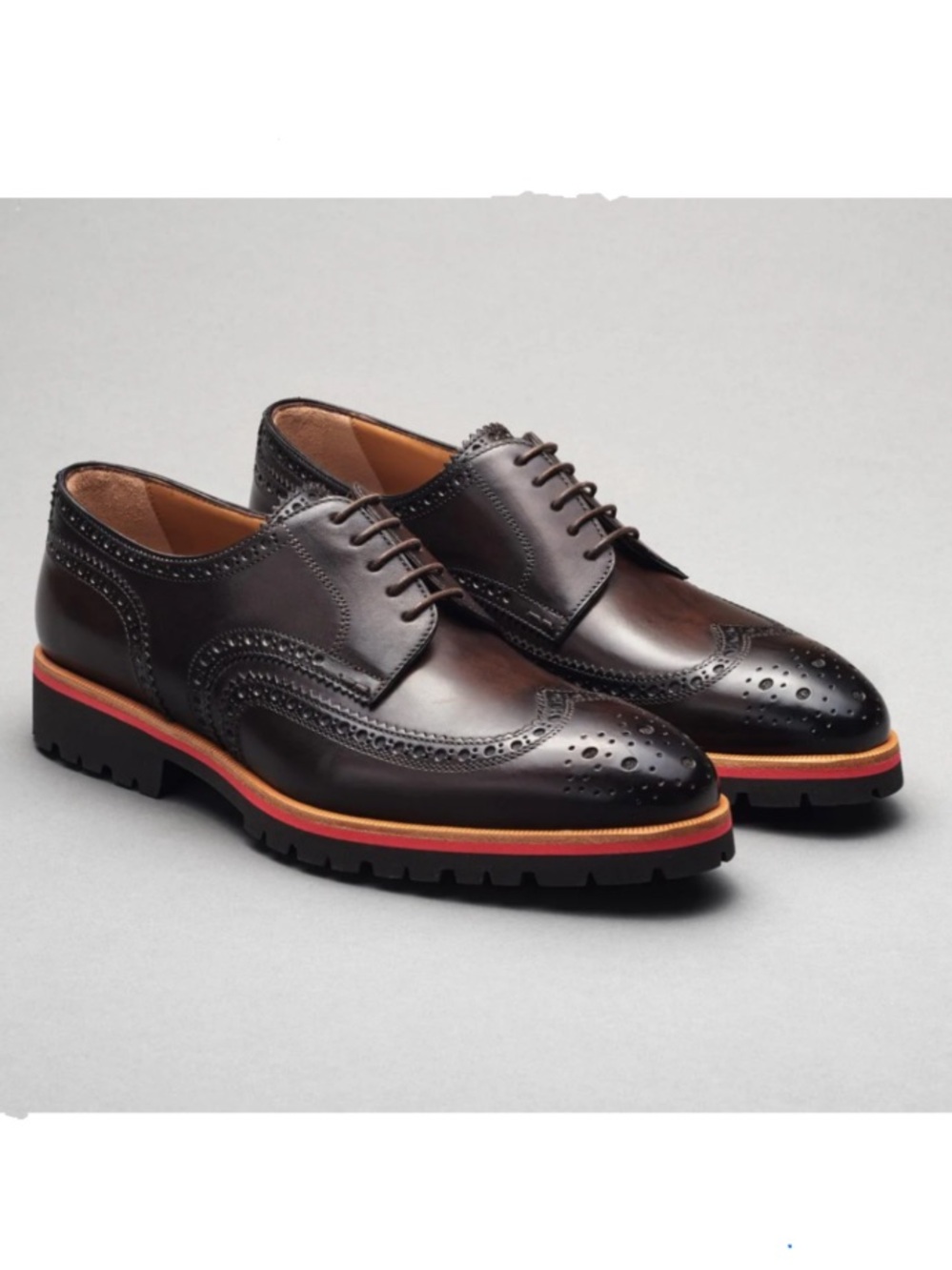 Scarpe Di Bianco SC533 Deco Nero Fondente Dark Brown Wing Tip Derby Dress Shoes